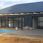 I beam pergola with timber joists