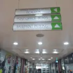 Shopping Centre ceiling directional signs