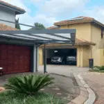 Side view of cantilever carport